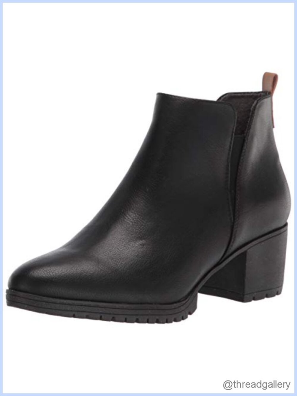 Women's Faux Leather Ankle Booties Slip On Block Heel Dress Boots